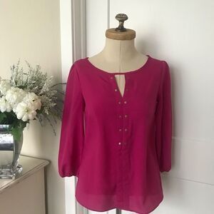 Attention‎ Long Sleeve Keyhole Embellished Blouse Size XS